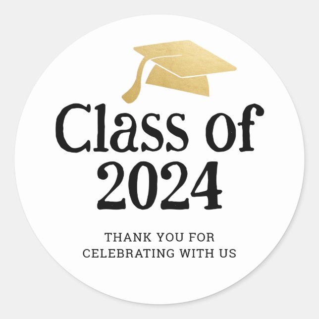 Adesivo Classe de Chapéu Mínimo do Formando 2024 | Obrigad (Frente)