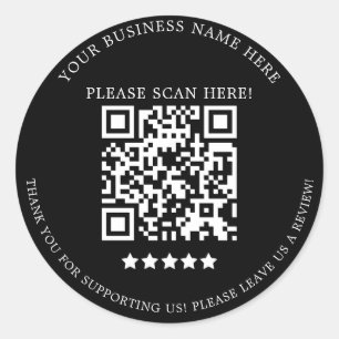 Adesivo Classe de Código QR de Nome de Empresa Preto Mínim