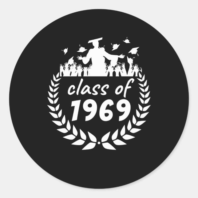 Adesivo classe de design de graduação ou reunião de 1969 p (Frente)