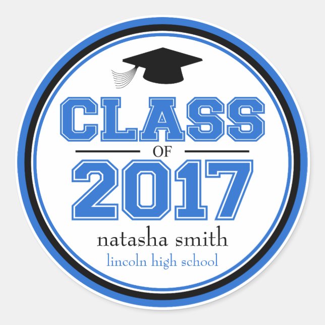 Adesivo Classe De Favor Da Graduação 2017 (Azul / Preto) (Frente)
