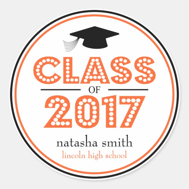 Adesivo Classe De Favor Da Graduação 2017 (Laranja / Preto (Frente)