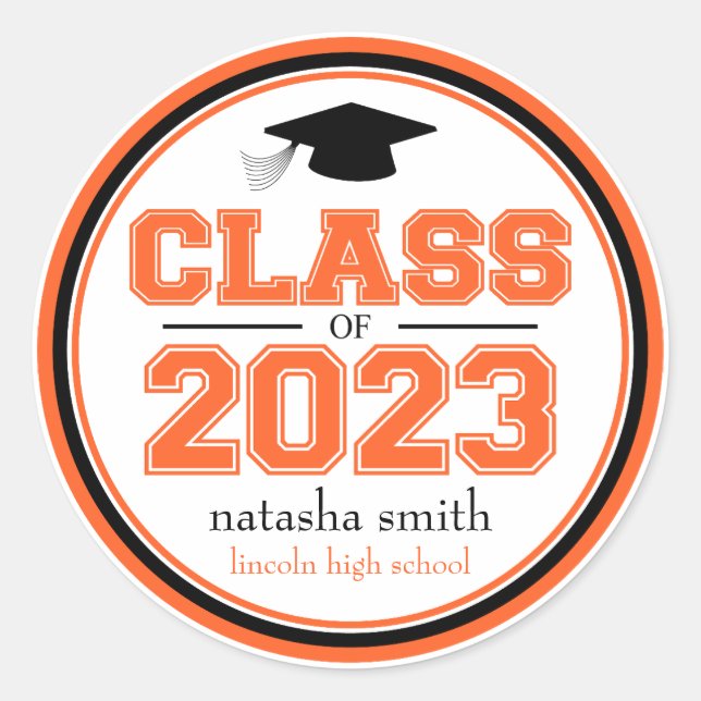 Adesivo Classe De Favor Da Graduação 2023 (Laranja / Preto (Frente)