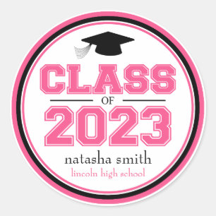 Adesivo Classe De Favor Da Graduação 2023 (Rosa / Preto)