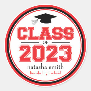 Adesivo Classe De Favor Da Graduação 2023 (Vermelho / Pret