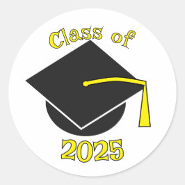 Adesivo Classe de Graduação Amarelo de Chapéu de 2025