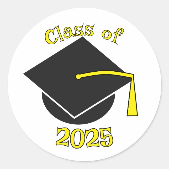Adesivo Classe de Graduação Amarelo de Chapéu de 2025 (Frente)