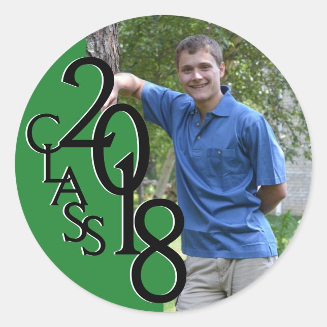 Adesivo Classe de Graduação Green Varsity 2018 com Foto (Frente)