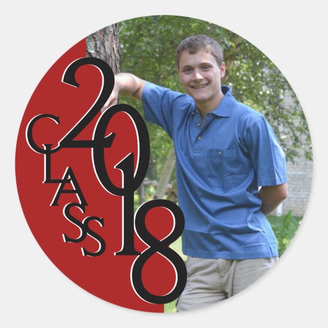 Adesivo Classe de Graduação Red Varsity 2018 com Foto (Frente)