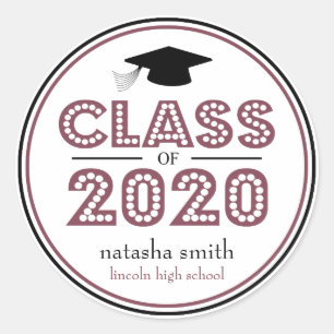 Adesivo Classe Do Favor Da Graduação 2020 (Maroon / Pret