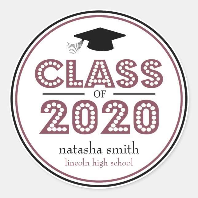 Adesivo Classe Do Favor Da Graduação 2020 (Maroon / Preto) (Frente)