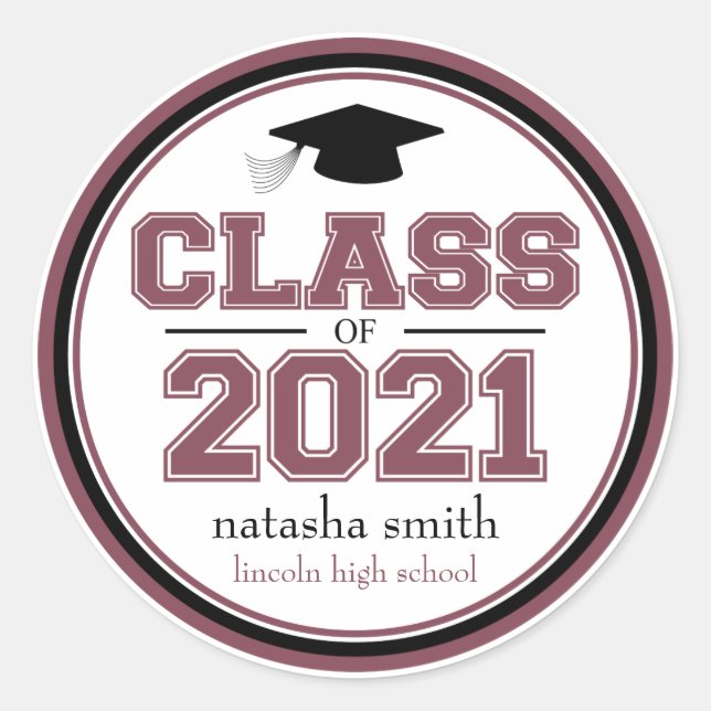 Adesivo Classe Do Favor Da Graduação 2021 (Maroon) (Frente)