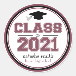Adesivo Classe Do Favor Da Graduação De 2021 (Maroon)