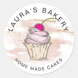 Adesivo Classe Dourada do Rosa Home Bakery do Cupcake Cake
