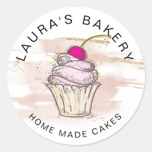 Adesivo Classe Dourada do Rosa Home Bakery do Cupcake Cake