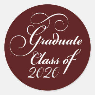 Adesivo Classe Elegante de Graduação de Vermelho 2020 Ob