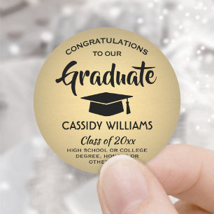 Adesivo Classe Faux Foil Preta e Dourada de Graduação 20