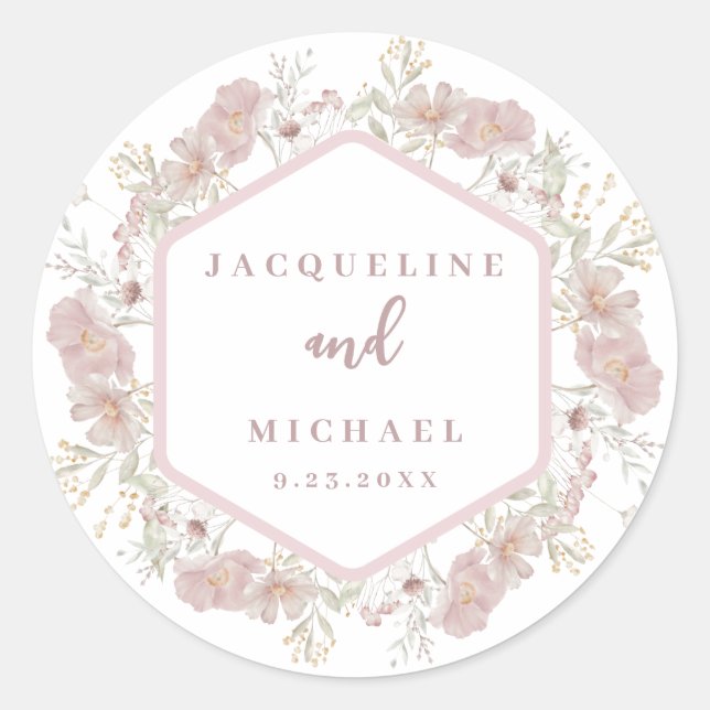 Adesivo Classe Foral de Casamento de Flores Selvagens Eleg (Frente)