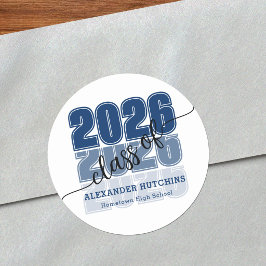 Adesivo Classe Moderna e Negrita 2026 Graduação Azul Marin