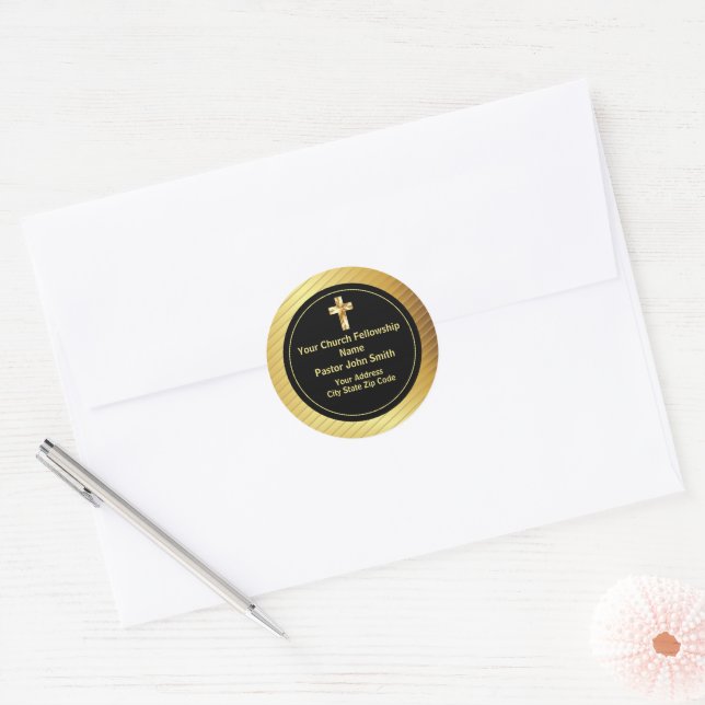 Adesivo Classe Negócios Igreja Pastor Ouro e Preto (Envelope)