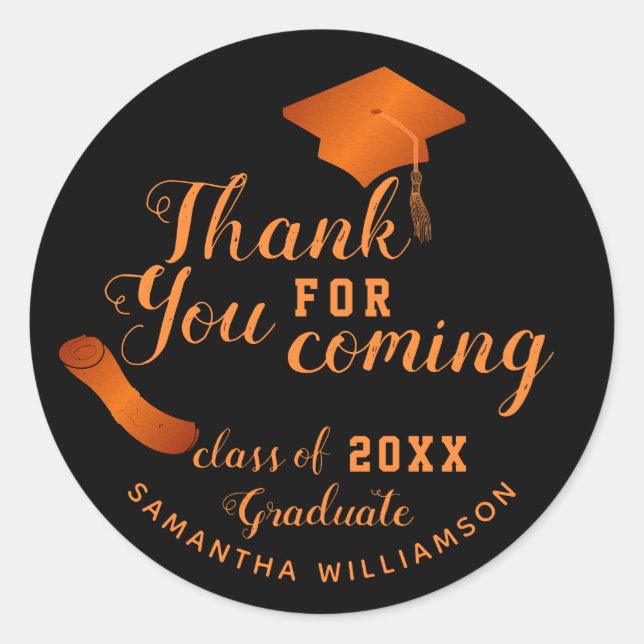 Adesivo Classe Negra e Laranja do Formando 2025 Obrigado (Frente)