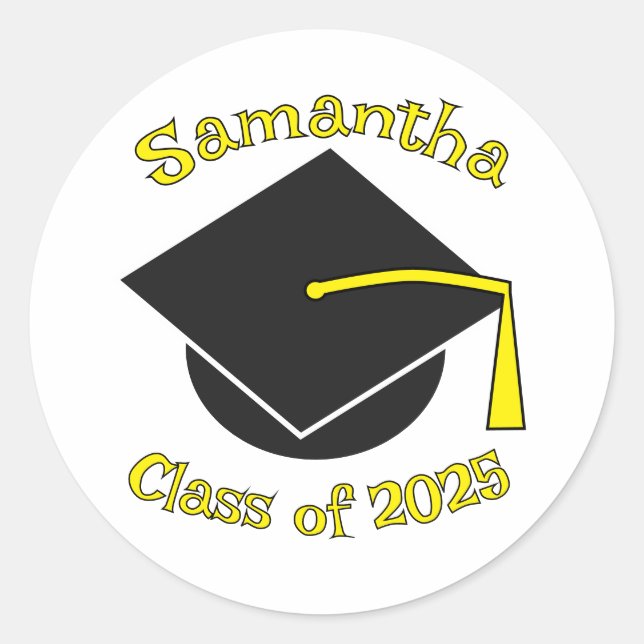 Adesivo Classe Personalizada de Amarelo de Graduação 2025 (Frente)