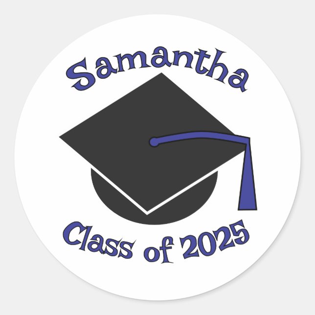 Adesivo Classe Personalizada de Azul de Graduação 2025 (Frente)