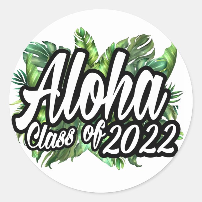 Adesivo Classe Tropical Aloha de 2022 Partido Luau Havaian (Frente)