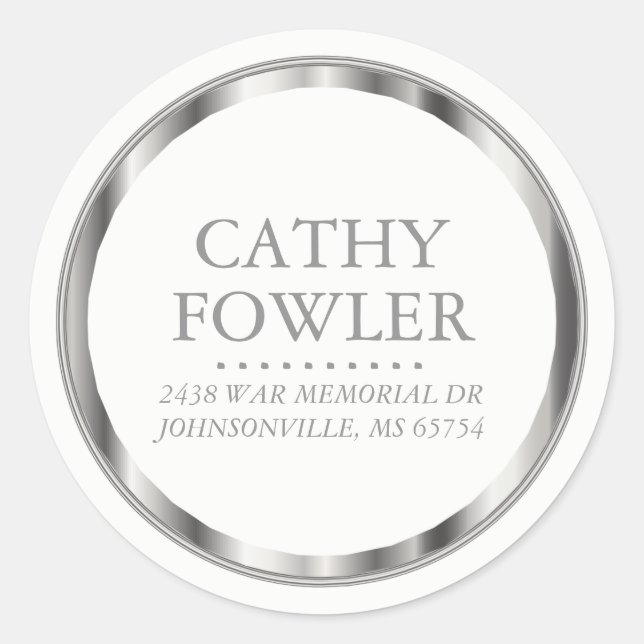 Adesivo Classic Address Silver e White Labels (Frente)