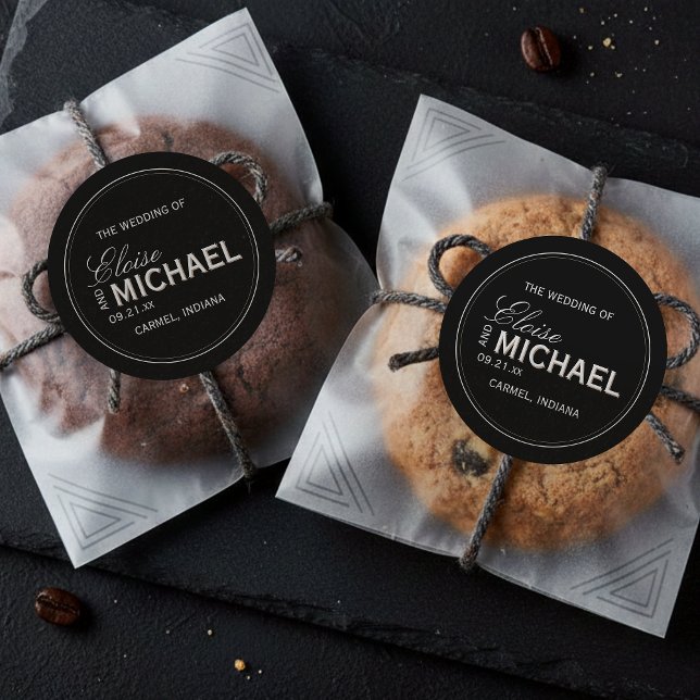 Adesivo Classic Black Calligraphy Formal Wedding (Accent your formal affair with this Classic Black Calligraphy Formal Wedding Classic Round Sticker!)