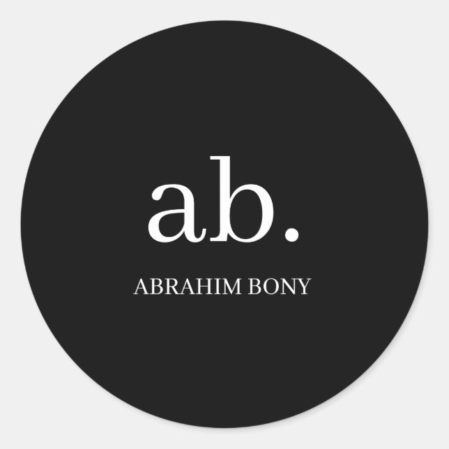 Adesivo Classic Black White Minimal Monogram Design (Frente)