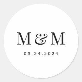 Adesivo Classic Black & White Monogram Typography Wedding