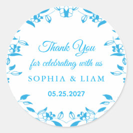 Adesivo classic blue floral elegant thank you Sticker