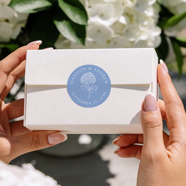 Adesivo Classic Blue Hydrangea Personalized Wedding (Criador carregado)