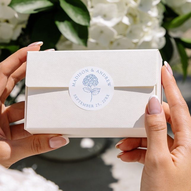 Adesivo Classic Blue Hydrangea Personalized Wedding (Criador carregado)