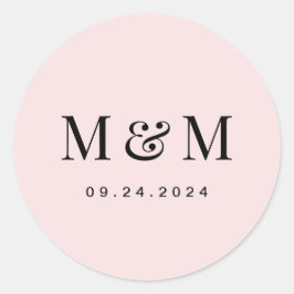 Adesivo Classic Blush Pink Monogram Typography Wedding