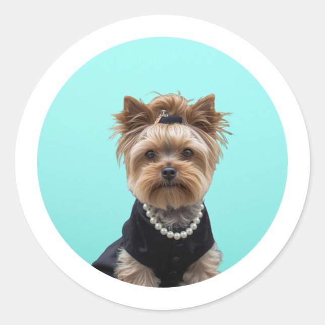 Adesivo Classic Breakfast Poster Yorkshire Terrier Yorkie (Frente)