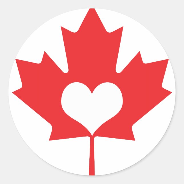 Adesivo Classic Canadian Maple Leaf and Heart Canada Day (Frente)