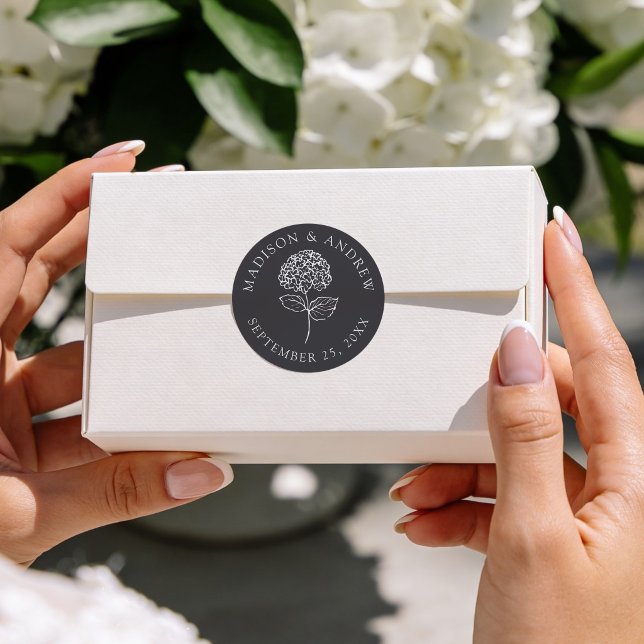 Adesivo Classic Charcoal Hydrangea Wedding (Criador carregado)