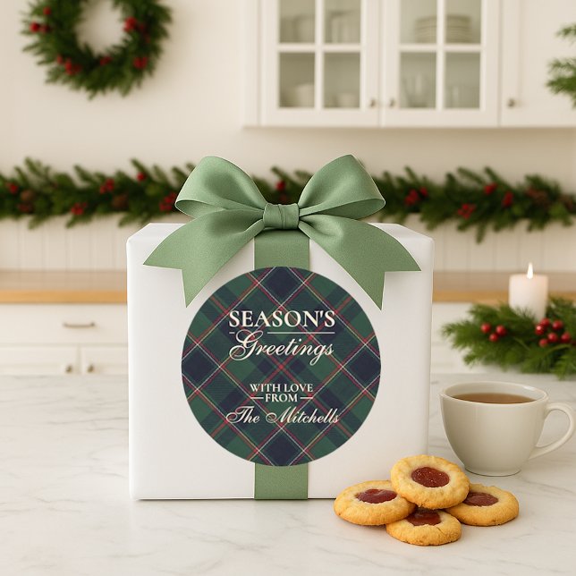 Adesivo Classic Dark Blue Red Green Plaid Pattern (Criador carregado)