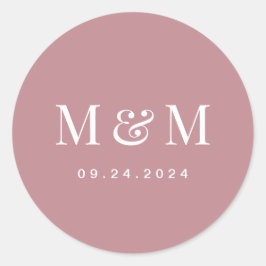 Adesivo Classic Dusty Rose Monogram Typography Wedding