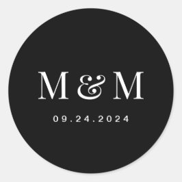 Adesivo Classic Elegant Black Monogram Typography Wedding