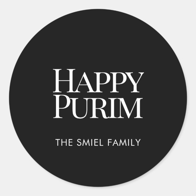 Adesivo Classic Family Name Happy Purim Sticker (Frente)