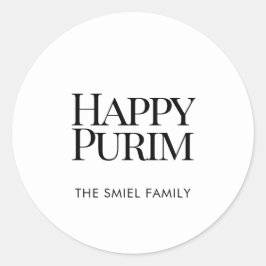 Adesivo Classic Family Name Happy Purim White Sticker