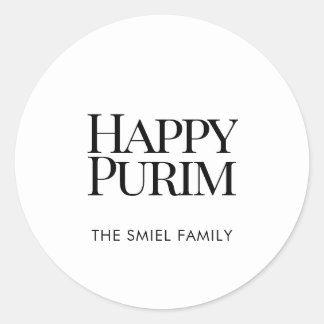 Adesivo Classic Family Name Happy Purim White Sticker