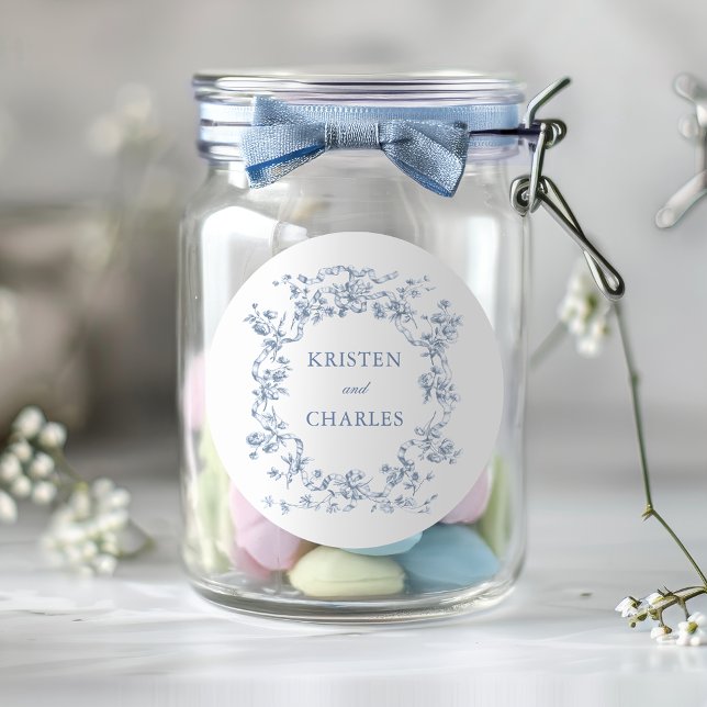 Adesivo Classic French Blue Flowers & Ribbons Wedding (Criador carregado)