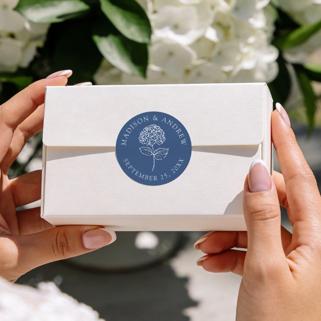 Adesivo Classic Navy Blue Hydrangea Wedding (Criador carregado)