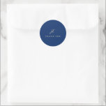 Adesivo Classic Navy Blue Monogram Elegant Wedding<br><div class="desc">Classic style wedding sticker featuring a simple yet elegant design with your monogram in a script font.  This timeless wedding sticker in navy and cream is great for a formal wedding.</div>