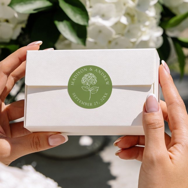 Adesivo Classic Olive Green Hydrangea Wedding (Criador carregado)