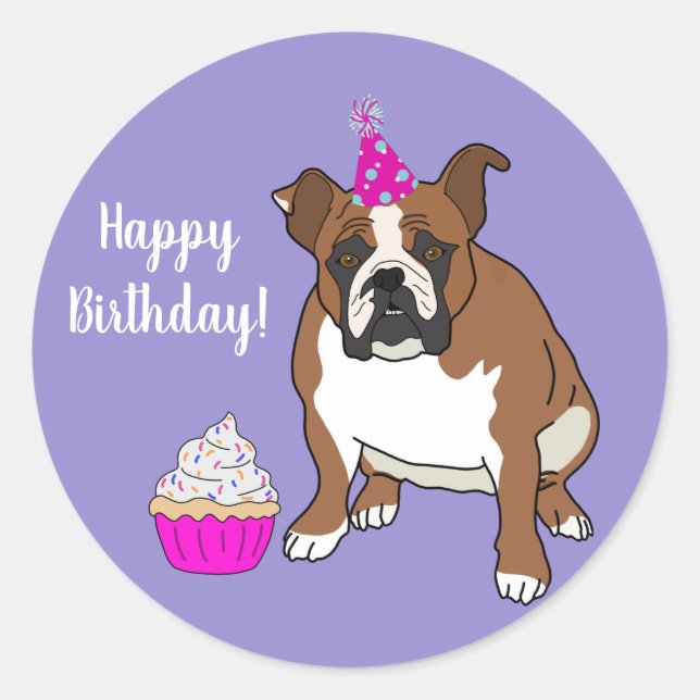 Adesivo Classic Rou de Aniversário do Bulldog em Inglês Pe (Frente)