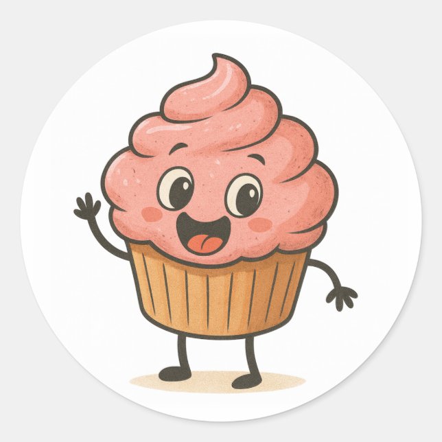 Adesivo Classic Round Stickers Cute Design  (Frente)